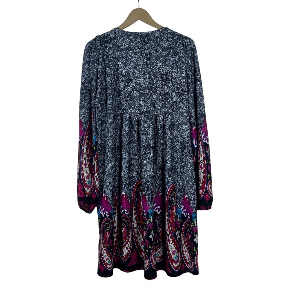 White Mark Paisley Floral Knit Dress Black Pink Embroidered Cottagecore Size L - Picture 6 of 8